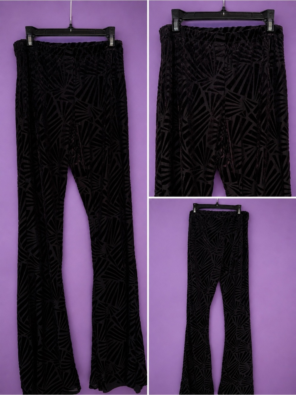 Woman’s Windsor Black Velour Flared Patterned Pants🖤🖤